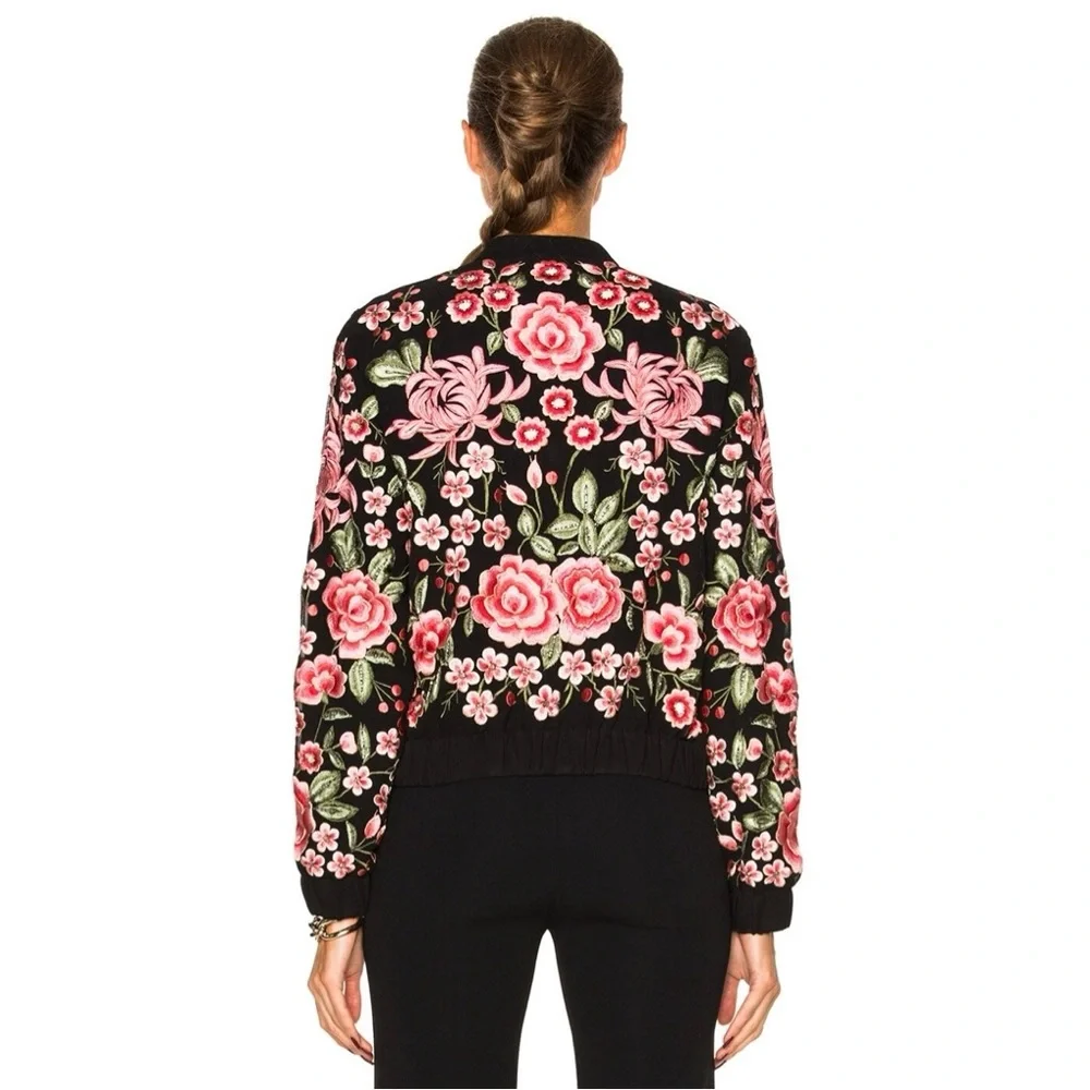 Needle & Thread Embroidered Rose Bomber Floral Crepe Jacket Size US 8 - Picture 3 of 16